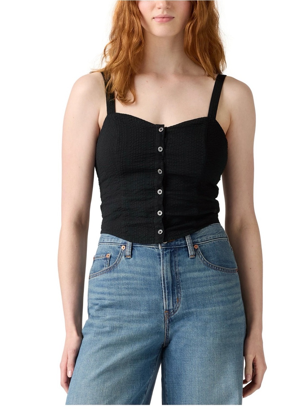 Levi's Black Button-Front Cropped Cami